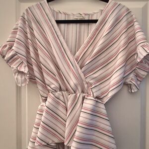 Harper Pink and White Striped Wrap Blouse